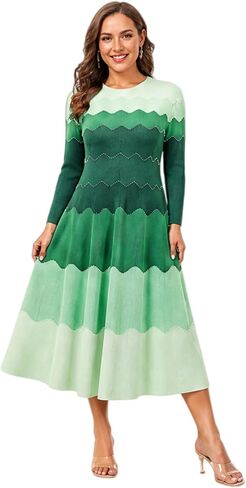 Bouncing Dress Pearl Midi for Women | Polyester one size fit, soft drape, relaxed coverage, red brown purple blue green pink, church brunch party outfit in Kuwait