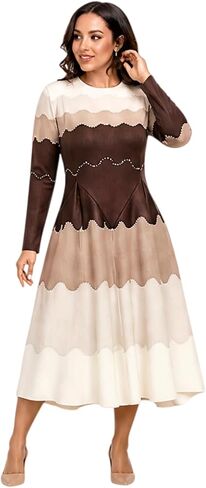 Bouncing Dress Pearl Midi for Women | Polyester one size fit, soft drape, relaxed coverage, red brown purple blue green pink, church brunch party outfit in Kuwait