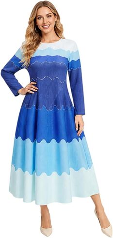 Bouncing Dress Pearl Midi for Women | Polyester one size fit, soft drape, relaxed coverage, red brown purple blue green pink, church brunch party outfit in Kuwait