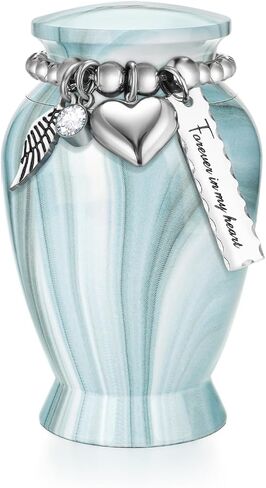 SOITIS Mini Urn for Human Ashes 2.8 Inches Aluminum Small Urns for Human Ashes Keepsake Cremation Urns Decorative Urn for Women Men - Whispering Blue Holder​​ in Kuwait