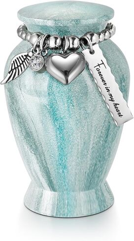 SOITIS Mini Urn for Human Ashes 2.8 Inches Aluminum Small Urns for Human Ashes Keepsake Cremation Urns Decorative Urn for Women Men - Whispering Blue Holder​​ in Kuwait