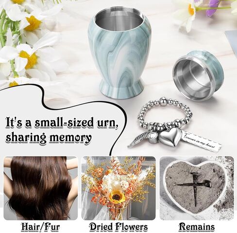 SOITIS Mini Urn for Human Ashes 2.8 Inches Aluminum Small Urns for Human Ashes Keepsake Cremation Urns Decorative Urn for Women Men - Whispering Blue Holder​​ in Kuwait