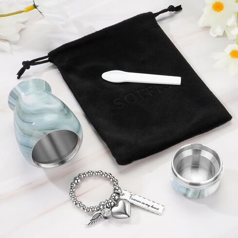 SOITIS Mini Urn for Human Ashes 2.8 Inches Aluminum Small Urns for Human Ashes Keepsake Cremation Urns Decorative Urn for Women Men - Whispering Blue Holder​​ in Kuwait