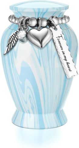 SOITIS Mini Urn for Human Ashes 2.8 Inches Aluminum Small Urns for Human Ashes Keepsake Cremation Urns Decorative Urn for Women Men - Whispering Blue Holder​​ in Kuwait