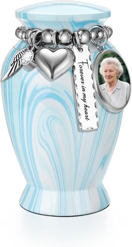 SOITIS Mini Urn for Human Ashes 2.8 Inches Aluminum Small Urns for Human Ashes Keepsake Cremation Urns Decorative Urn for Women Men - Whispering Blue Holder​​ in Kuwait