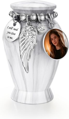 SOITIS Mini Urn for Human Ashes 2.8 Inches Aluminum Small Urns for Human Ashes Keepsake Cremation Urns Decorative Urn for Women Men - Whispering Blue Holder​​ in Kuwait