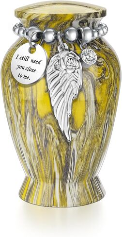 SOITIS Mini Urn for Human Ashes 2.8 Inches Aluminum Small Urns for Human Ashes Keepsake Cremation Urns Decorative Urn for Women Men - Whispering Blue Holder​​ in Kuwait