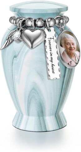 SOITIS Mini Urn for Human Ashes 2.8 Inches Aluminum Small Urns for Human Ashes Keepsake Cremation Urns Decorative Urn for Women Men - Whispering Blue Holder​​ in Kuwait