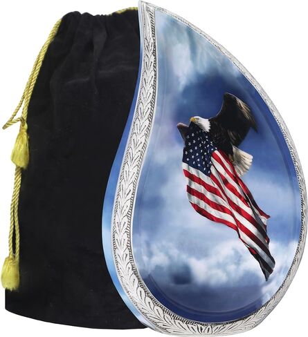 M MEILINXU Urns for Human Ashes Adult Man & Women, Cremation Urn for Ashes Adult Male & Female, Funeral Decorative Urn for Burial, Teardrop Patriotic Flag, Veteran Urns - Large Tear Drop in Saudi Arabia