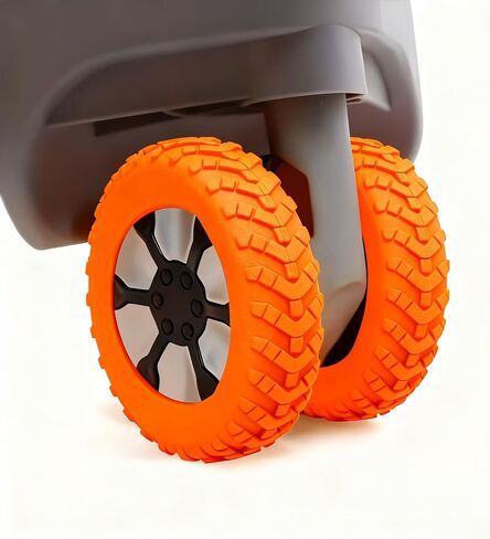 Easy-Install Luggage Covers – 8PCS Silicone, Anti-Noise for Universal Suitcase Wheels - Orange in Kuwait
