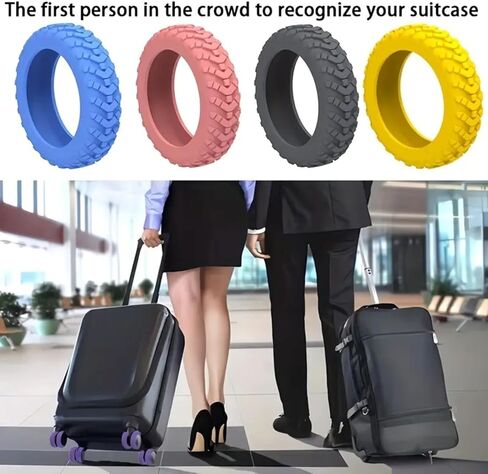 Easy-Install Luggage Covers – 8PCS Silicone, Anti-Noise for Universal Suitcase Wheels - Orange in Kuwait
