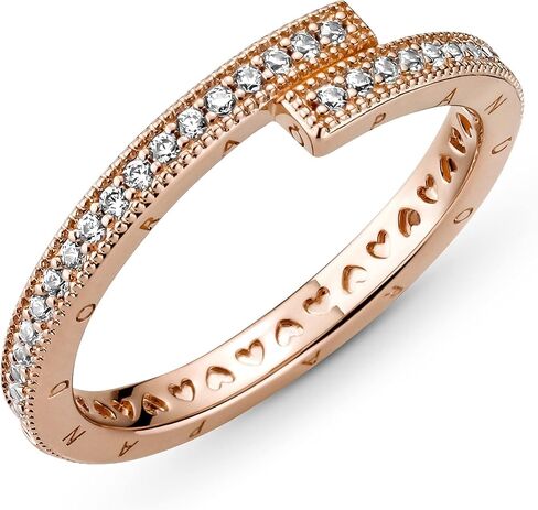 PANDORA Sparkling Overlapping Ring, Pandora Rose, Size: EUR-56, US-7.5 - 189491C01-56 in Saudi Arabia