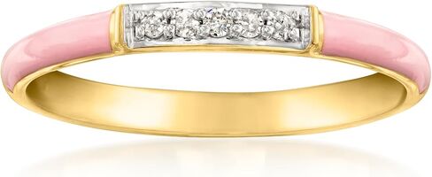 Ross-Simons Pastel Pink Enamel Ring With Diamonds in 18kt Gold Over Sterling in Saudi Arabia