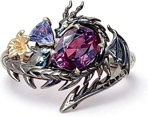 Black Dragon Ring for Women Blue and Purple Zircon Dragon Ring Game LADS Cosplay Rings Deepspace Inspired in Kuwait