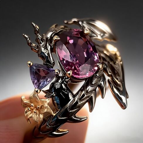 Black Dragon Ring for Women Blue and Purple Zircon Dragon Ring Game LADS Cosplay Rings Deepspace Inspired in Kuwait