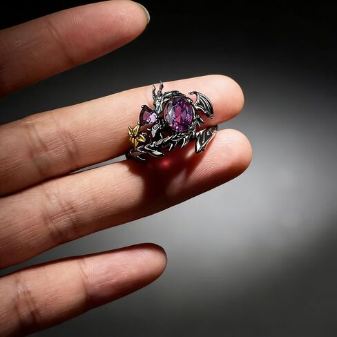 Black Dragon Ring for Women Blue and Purple Zircon Dragon Ring Game LADS Cosplay Rings Deepspace Inspired in Kuwait