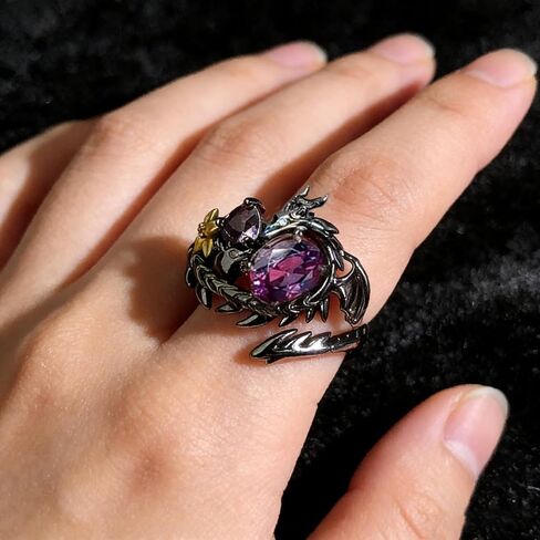 Black Dragon Ring for Women Blue and Purple Zircon Dragon Ring Game LADS Cosplay Rings Deepspace Inspired in Kuwait