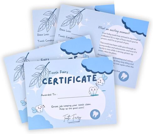 Certificate from The Tooth Fairy - 22 Pack | Double-Sided Sturdy Tooth Fairy Receipt Cards for Kids | Lost Tooth Notes for Boys and Girls (4.25 x 5.5 inch) in Saudi Arabia