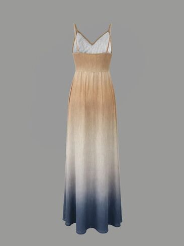 Women's Tree of Life Embroidered Dress, Ombre V Neck Spaghetti Strap Maxi Dres in Kuwait