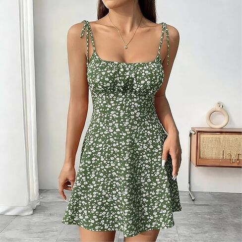 Women Casual Summer Tank Dresses Tie Back Casual Sleeveless Mini Crew Neck Elegant Party Dress in Kuwait