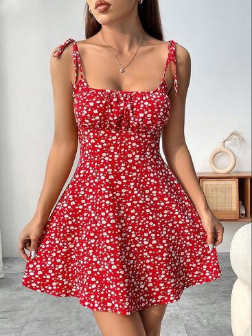 Women Casual Summer Tank Dresses Tie Back Casual Sleeveless Mini Crew Neck Elegant Party Dress in Kuwait