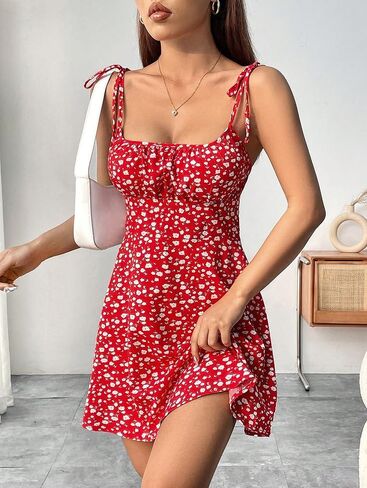 Women Casual Summer Tank Dresses Tie Back Casual Sleeveless Mini Crew Neck Elegant Party Dress in Kuwait