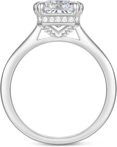 14K White Gold 4 Carat Radiant Cut Moissanite Rings 14K Hidden Halo Moissanite Engagement Ring 14K 4 Carat Radiant Rings for Women in Saudi Arabia