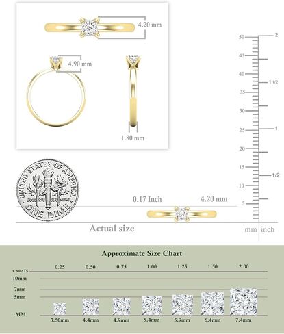 0.25 Cttw Princess Lab Grown White Diamond Solitaire Engagement Ring for Women in 10K Solid Gold in Saudi Arabia