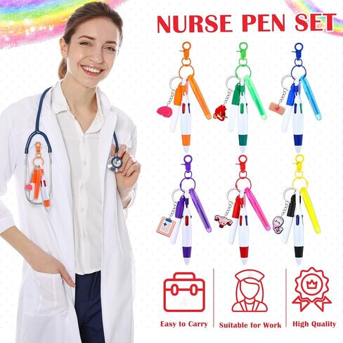 Frienda 72 Pcs Nurse Week Appreciation Gifts Nurse Pen Set Include Tip Highlighter Permanent Marker Pen Retractable Ball Pen Nurse Keychain Clip for Cna Week Rn Graduation Party Decorations in Saudi Arabia