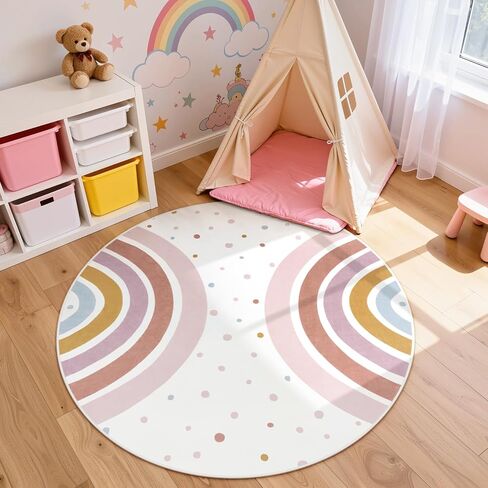 STARUIA Washable Rainbow Rug for Girls Bedroom, Large Area Rug 5x7 Colorful Rugs for Nursery Kids Room, Soft Non-Slip Carpet Kids Rugs for Classroom Playroom Tent Castle Dorm in Saudi Arabia