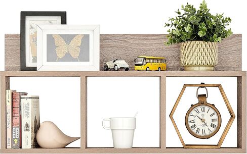 Danya B. Modern 3 Cube Floating Wall Shelf with Display Ledge - Easy to Hang Wall Mounted Triple Cubby Shelf (White) in Saudi Arabia