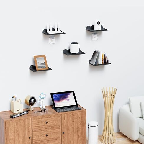 Floating Shelves for Wall, Small Metal Wall Mounted Shelf with Lip, Floating Decorative Picture Shelves for Router, Speaker, Camera, for Bedroom Bathroom Kitchen Indoor Outdoor Patio-8 Inch, Black in Saudi Arabia