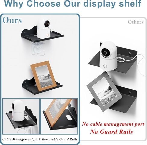 Floating Shelves for Wall, Small Metal Wall Mounted Shelf with Lip, Floating Decorative Picture Shelves for Router, Speaker, Camera, for Bedroom Bathroom Kitchen Indoor Outdoor Patio-8 Inch, Black in Saudi Arabia