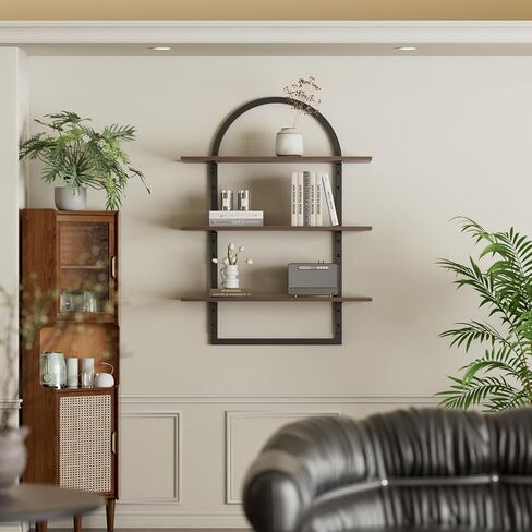 Floating Shelf for Wall - 3 Tier 24"x 31.5" Shelves for Room Wall for Bathroom, Bedroom, Toilet, Kitchen, Living Room, Office, Rustic Brown in Saudi Arabia