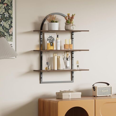 Floating Shelf for Wall - 3 Tier 24"x 31.5" Shelves for Room Wall for Bathroom, Bedroom, Toilet, Kitchen, Living Room, Office, Rustic Brown in Saudi Arabia