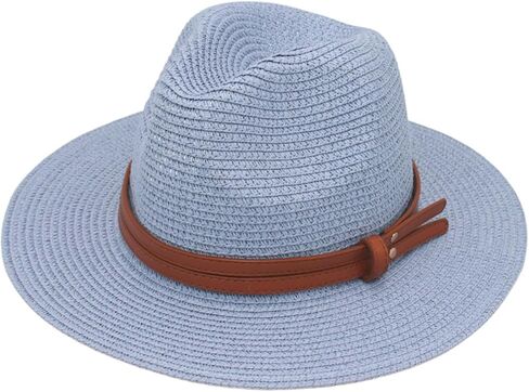 Women Wide Brim Straw Panama Roll up Hat Fedora Beach Sun Hat UPF50+ in Saudi Arabia