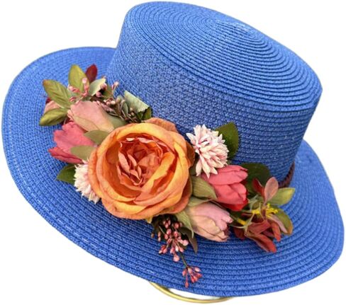 Women's Wide Brim Sun Hat Flower Wide Brim Summer Beach Hand Woven Straw Hat UPF 50+ UV Sunscreen Fisherman's in Saudi Arabia