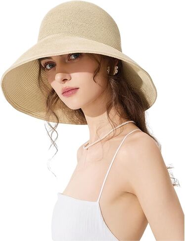 KORADI Beach Hat for Women Floppy Straw Bucket Hat Foldable Sun Hats Wide Brim Woven Bucket Hat Summer Travel Cap in Saudi Arabia