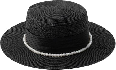 Women’s Sun Hats Flat Top Wide Brim Caps Beach Pearl Foldable Travel Straw Hats in Saudi Arabia