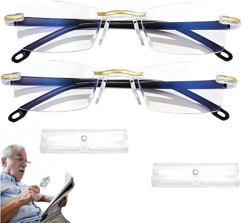 2 pcsAuto Focus Glasses,Automatic Zoom Reading Intelligent Anti-Blue Light Presbyopia Glass,Self Adjusting Presbyopia Glass. in Kuwait