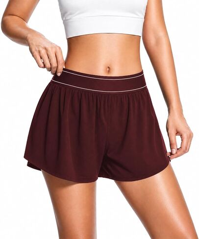 NEXSONIC Women’s 3" Running Shorts - 2-in-1 Quick Dry Athletic Shorts with Linear - Light Weight Gym Active Workout Shorts in Saudi Arabia