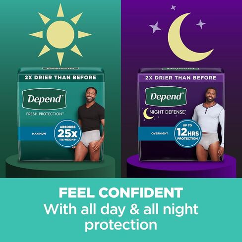 Depend Fresh Protection Adult Incontinence Underwear for Men, Disposable, Maximum, Extra-Extra-Large, Grey, 64 Count in Saudi Arabia