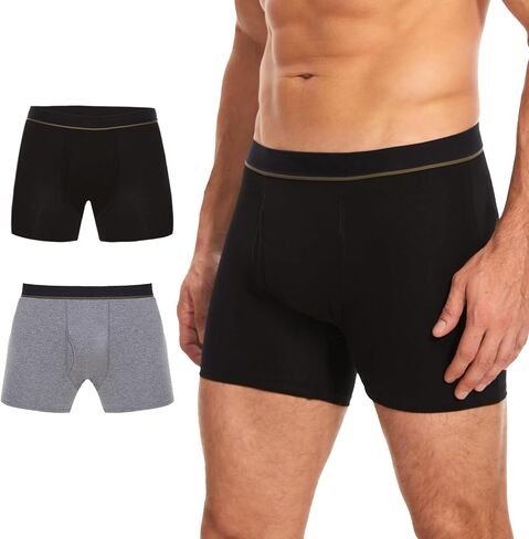 Men's Washable Incontinence Boxer Briefs, Cotton Urinary Incontinence Underwear with Fly, Reusable Leakproof Underwear for Men, Front & Rear Protection 120ml Absorbency (3 Pack, XL, Gray) in Saudi Arabia