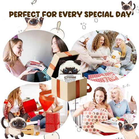 Funny Cat Gifts for Women Men Cat Lovers Handmade Crochet Cat Stuffed Animals Emotional Positive Support Gift for Coworker Friend Birthday Easter Day Graduation Home Desk Decor in Saudi Arabia