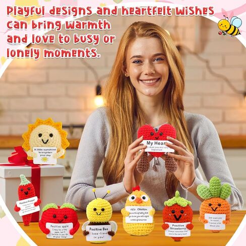HunnmingRe 47 Pcs Crochet Animals with Motivational Cards, Cute Handmade Knitted Animals Gifts for Women Men Nurse Employee Appreciation Gift and Office Decor in Kuwait