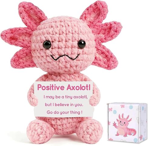 Positive Crochet Puppy, Handmade Knitted Golden Retriever Emotional Support Dog with Encouraging Card & Gift Box, Cute Desk Decor Graduation Gift for Dad Father Day Men Women Friends Coworkers in Saudi Arabia