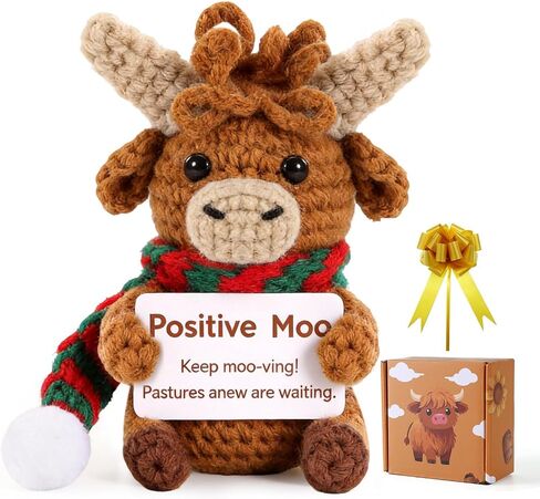 Positive Crochet Puppy, Handmade Knitted Golden Retriever Emotional Support Dog with Encouraging Card & Gift Box, Cute Desk Decor Graduation Gift for Dad Father Day Men Women Friends Coworkers in Saudi Arabia