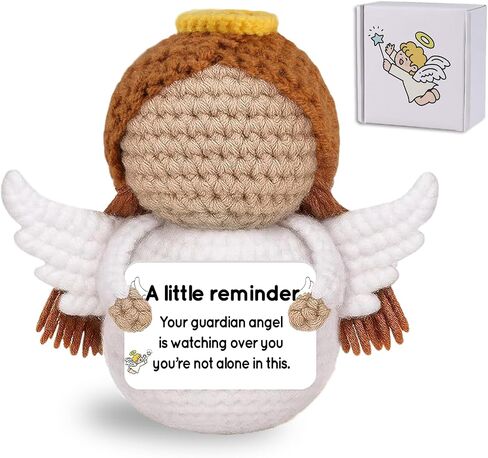 Positive Crochet Puppy, Handmade Knitted Golden Retriever Emotional Support Dog with Encouraging Card & Gift Box, Cute Desk Decor Graduation Gift for Dad Father Day Men Women Friends Coworkers in Saudi Arabia