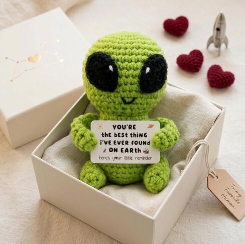 Gifts for Him Her Men Boyfriend Girlfriend Handmade Positive Crochet Alien Valentine's Day Anniversary Birthday Funny Romantic Gifts My Love Men Women Husband Wife Gift in Saudi Arabia
