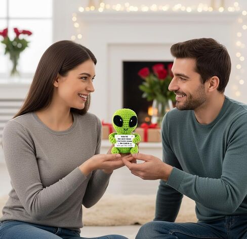 Gifts for Him Her Men Boyfriend Girlfriend Handmade Positive Crochet Alien Valentine's Day Anniversary Birthday Funny Romantic Gifts My Love Men Women Husband Wife Gift in Saudi Arabia